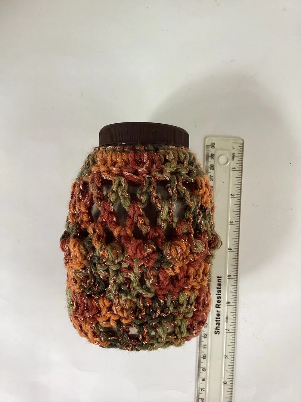 Vase Cover Jar Sleeve Hand Crafted Fall Floral Arrangement Orange Green Browns